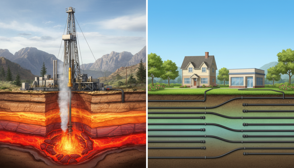 découvrez les différences clés entre la géothermie profonde et la géothermie de surface, leurs applications, avantages et impacts environnementaux.