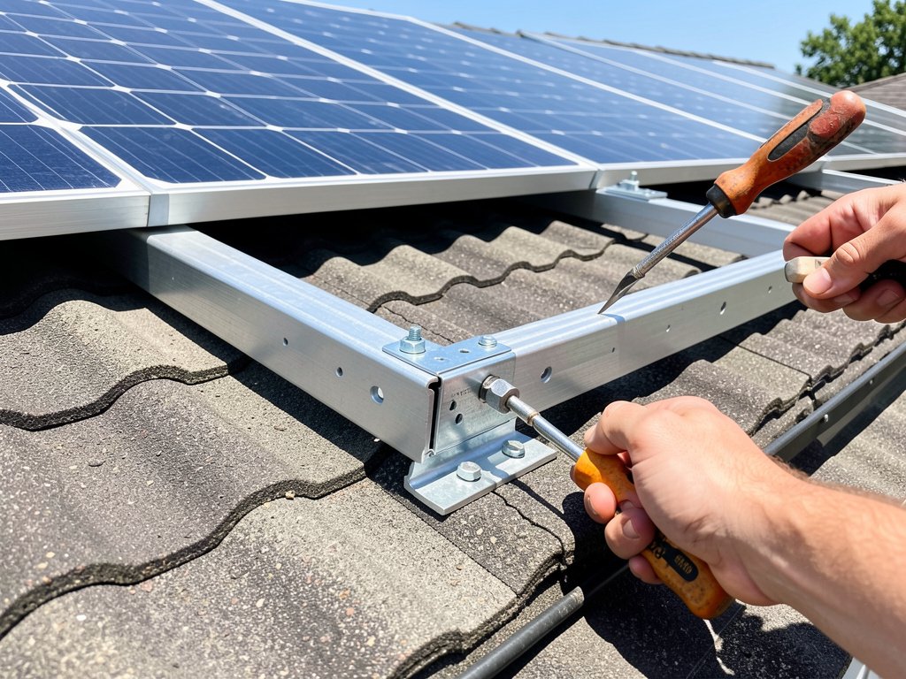 Installer un rail de fixation pour panneaux sur tuile mécanique de garage